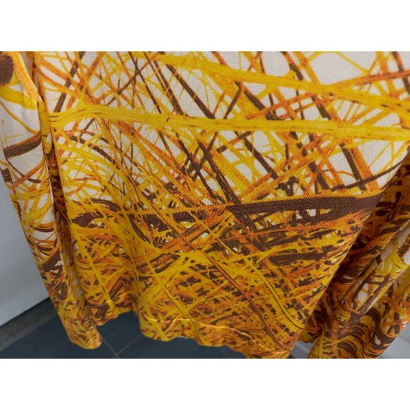 Akris Grass Print Silk Cardigan Sweater Yellow Straw Hay Stripe Button Down 10 - Picture 13 of 16